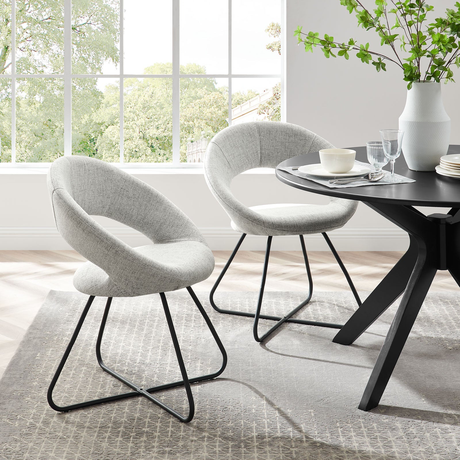 Modway Nouvelle Upholstered Fabric Dining Chair Set of 2 | Dining Chairs | Modishstore-22