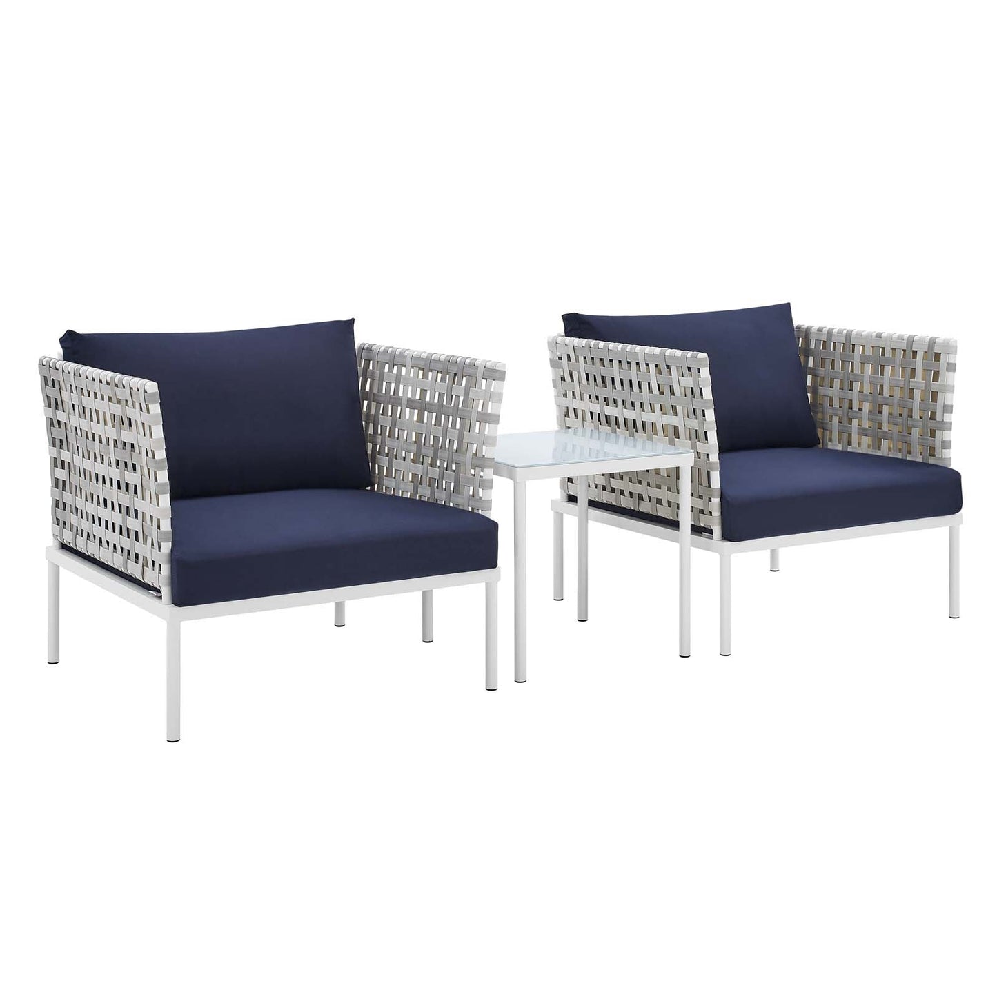 Modway Harmony 3-Piece  Sunbrella® Basket Weave Outdoor Patio Aluminum Seating Set | Outdoor Sofas, Loveseats & Sectionals | 