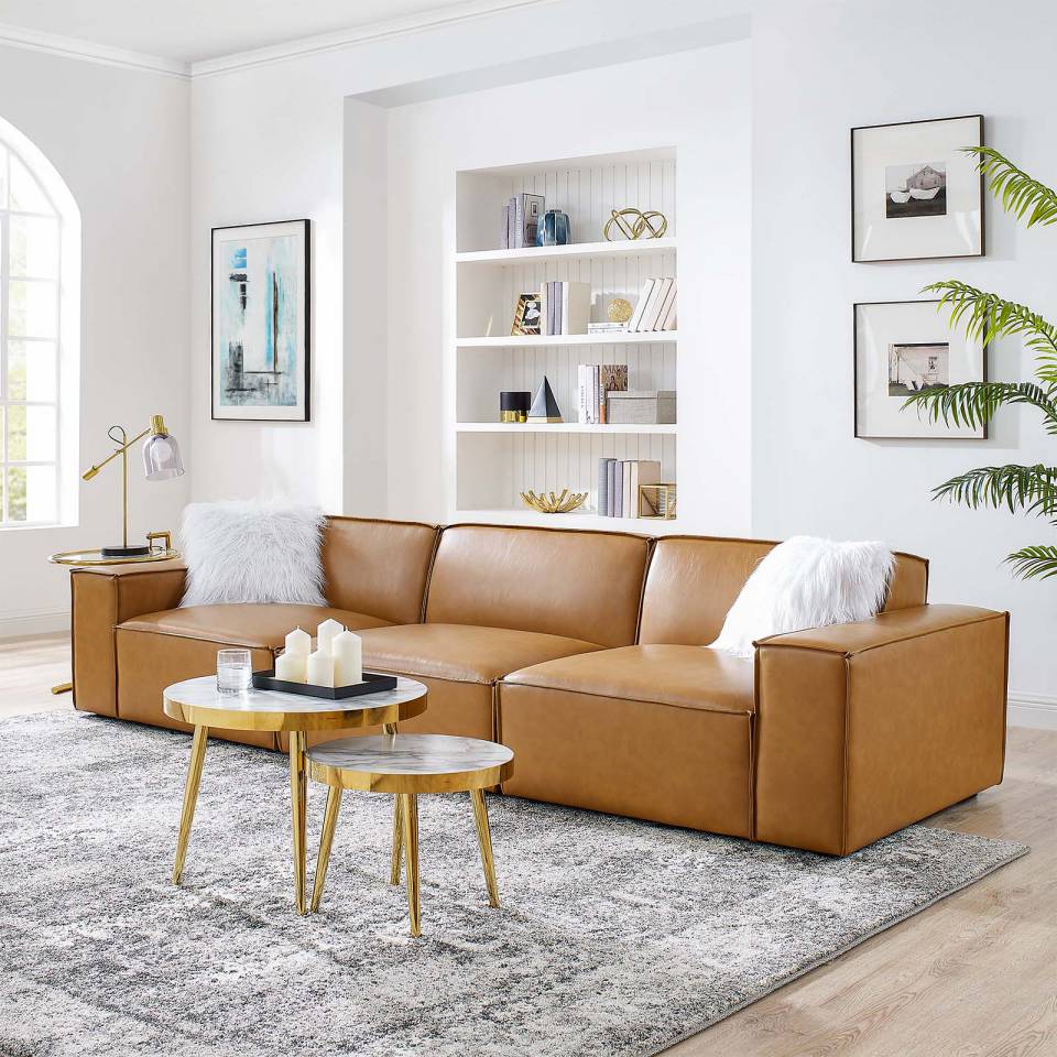 Modway Restore Vegan Leather 3-Piece Sofa | Sofas | Modishstore