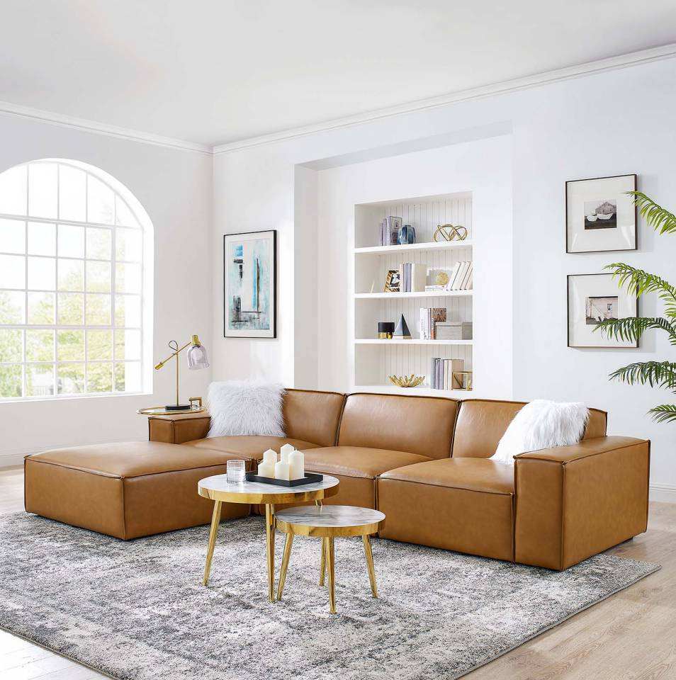Modway Restore 4-Piece Vegan Leather Sectional Sofa | Sofas | Modishstore