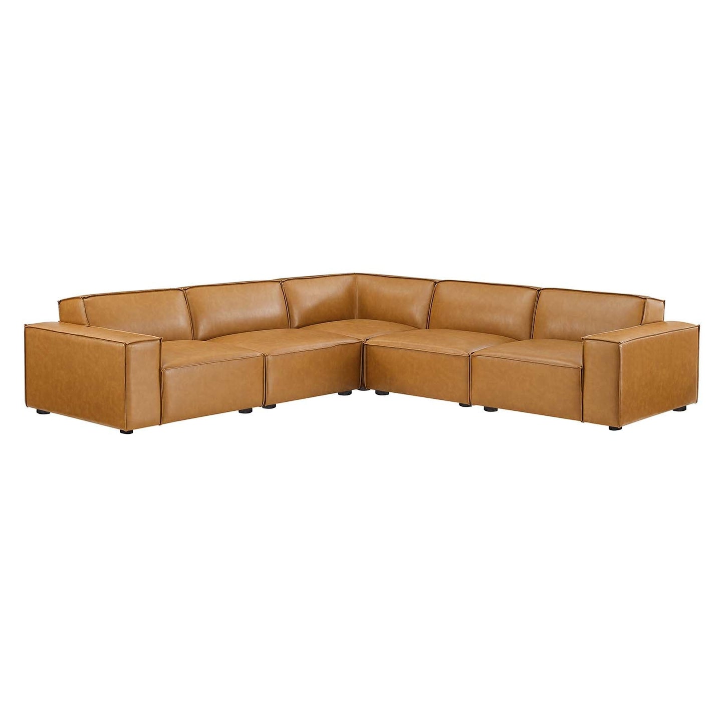 Modway Restore 5-Piece Vegan Leather Sectional Sofa EEI-4712-TAN | Sofas | Modishstore-2