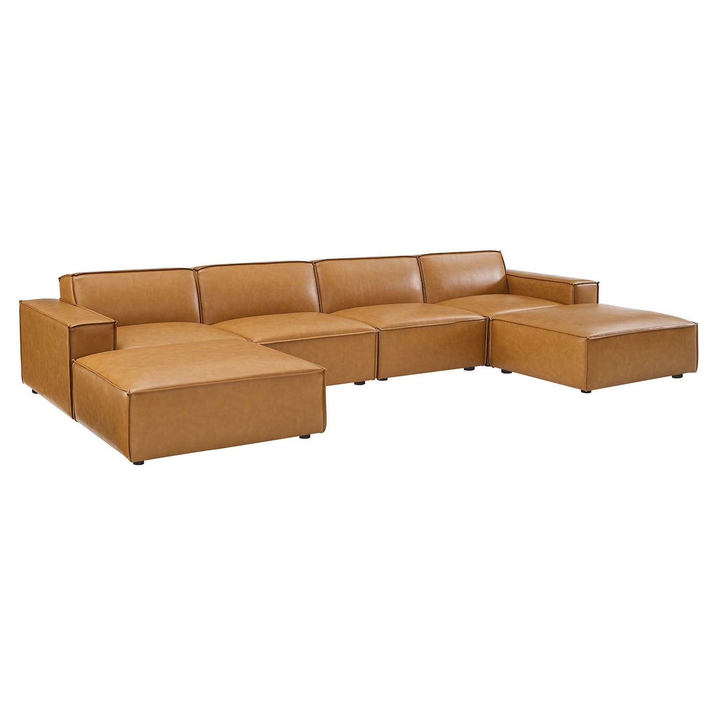 Modway Restore 6-Piece Vegan Leather Sectional Sofa EEI-4713-TAN | Sofas | Modishstore-2
