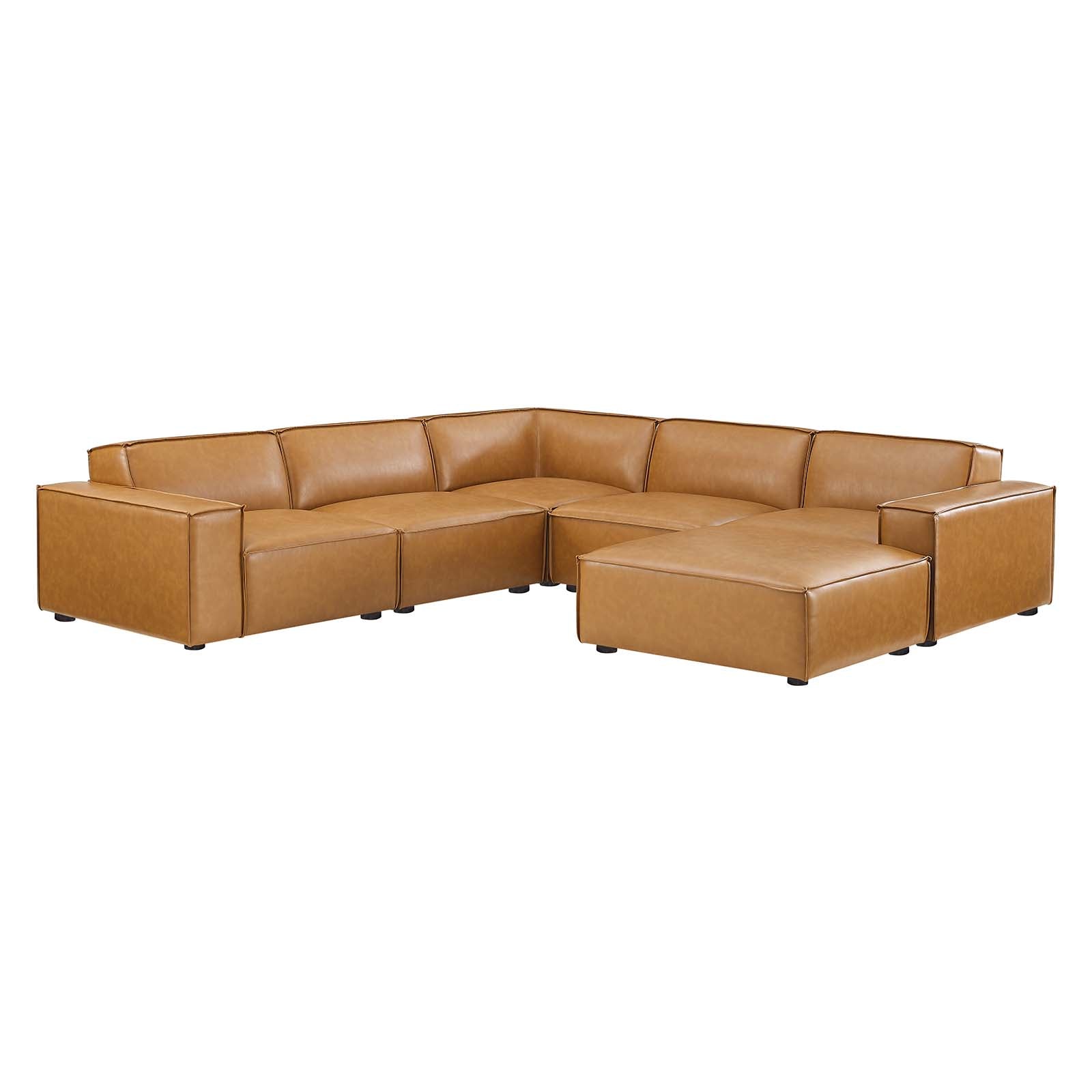 Modway Restore 6-Piece Vegan Leather Sectional Sofa EEI-4714-TAN | Sofas | Modishstore-2
