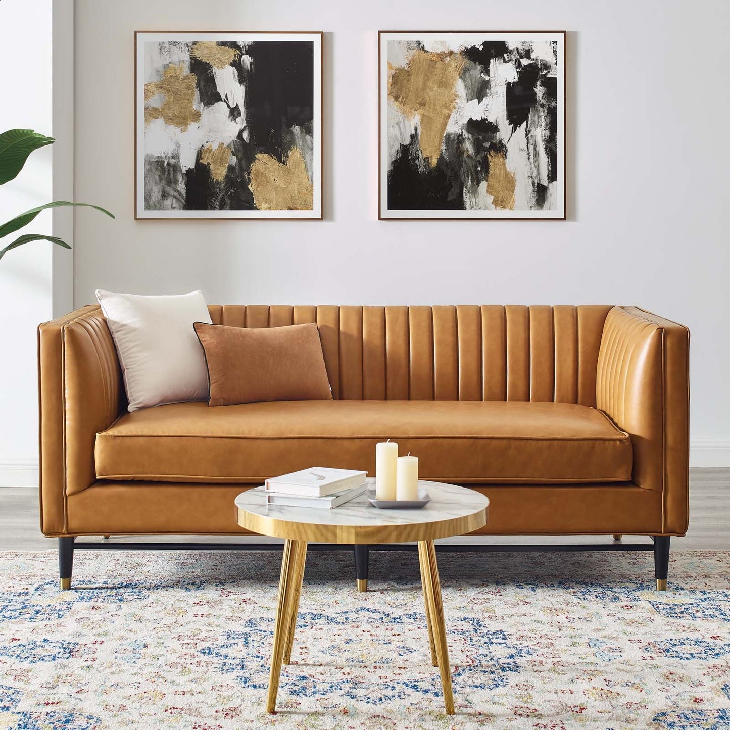 Modway Devote Channel Tufted Vegan Leather Loveseat | Sofas