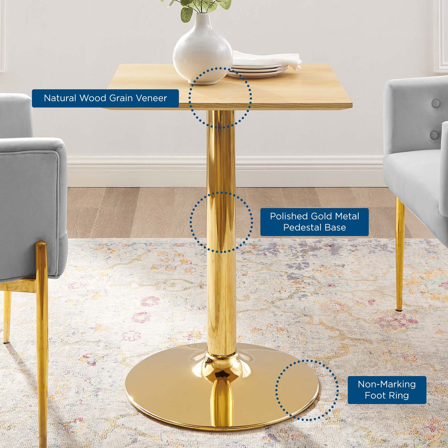 Modway Verne 24" Square Dining Table | Dining Tables | Modishstore-5