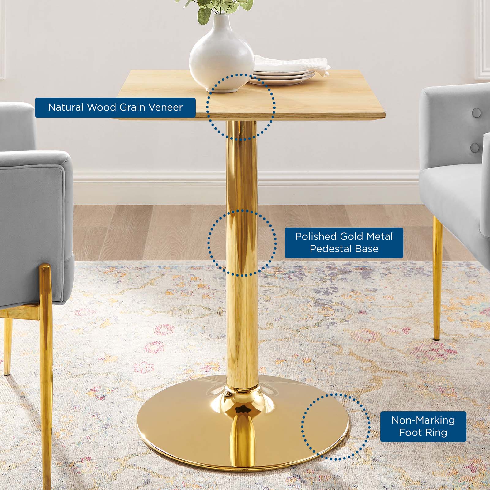 Modway Verne 24" Square Dining Table | Dining Tables | Modishstore-5
