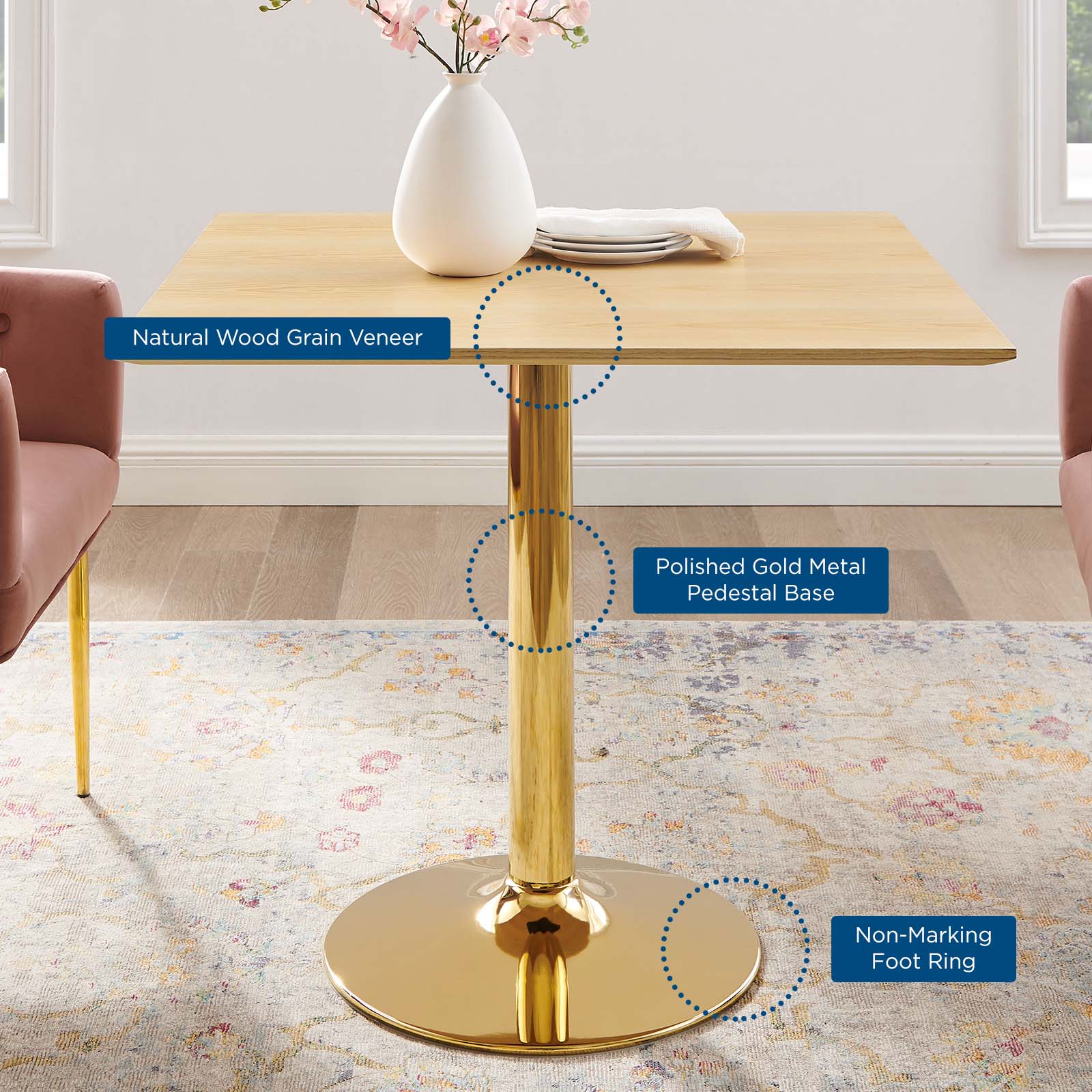 Modway Verne 35" Square Dining Table | Dining Tables | Modishstore-5