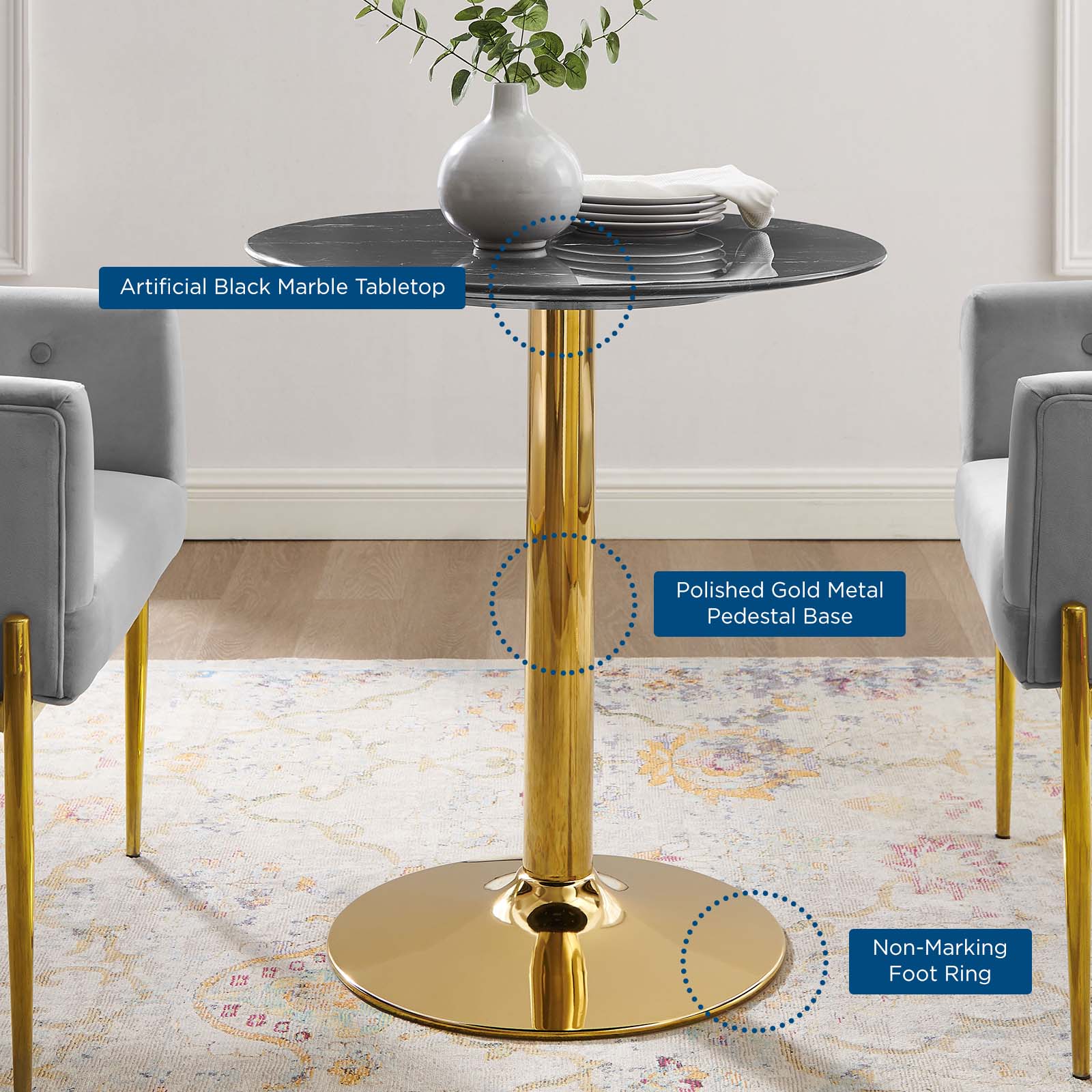 Modway Verne 28" Artificial Marble Dining Table | Dining Tables | Modishstore-5