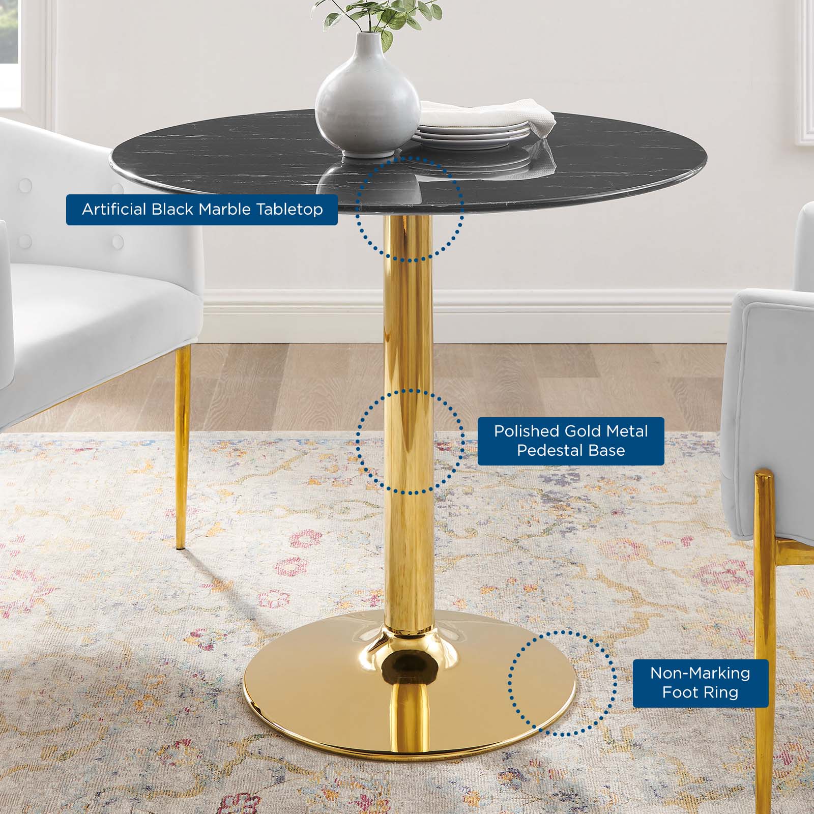 Modway Verne 35" Artificial Marble Dining Table | Dining Tables | Modishstore-5