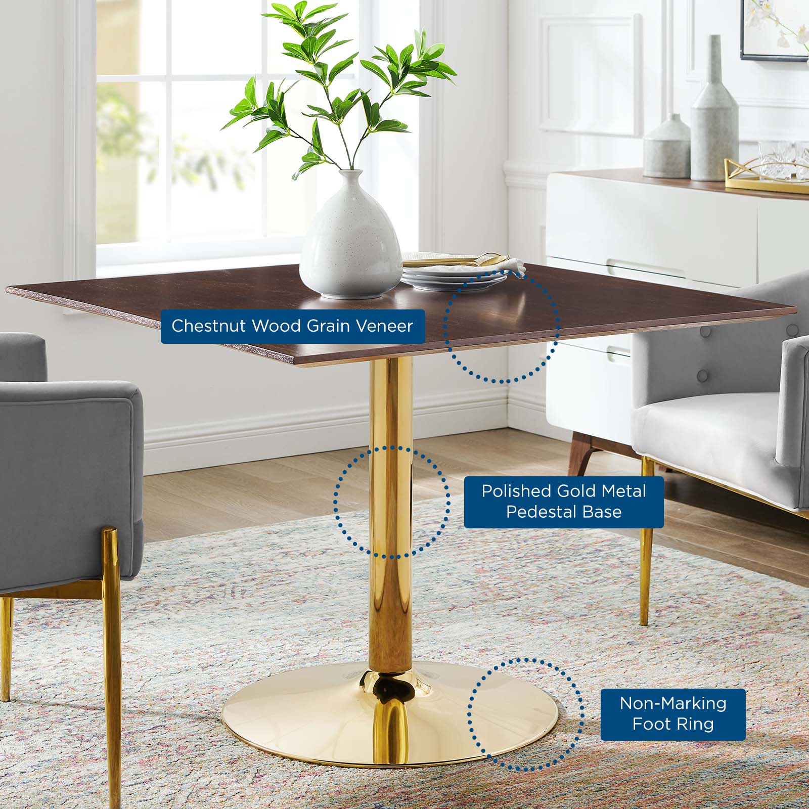 Modway Verne 40" Square Dining Table | Dining Tables | Modishstore-4