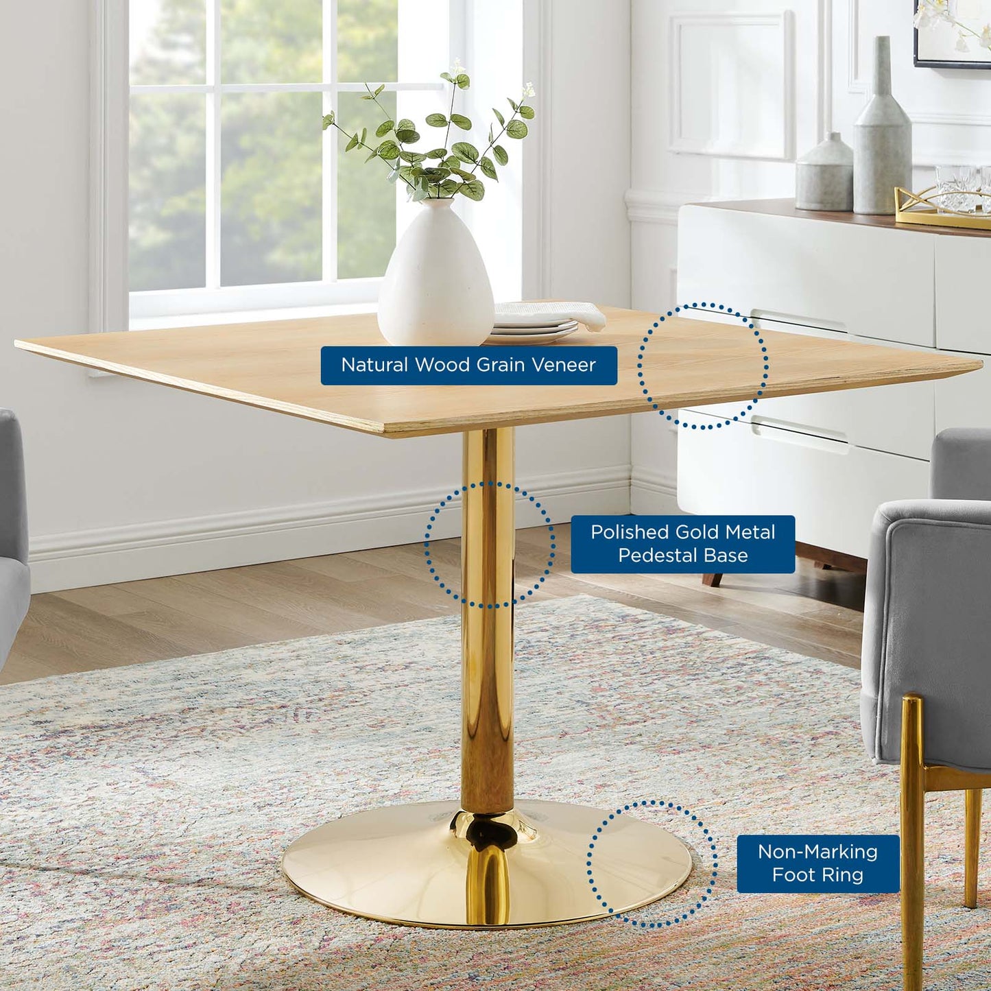 Modway Verne 40" Square Dining Table | Dining Tables | Modishstore-4