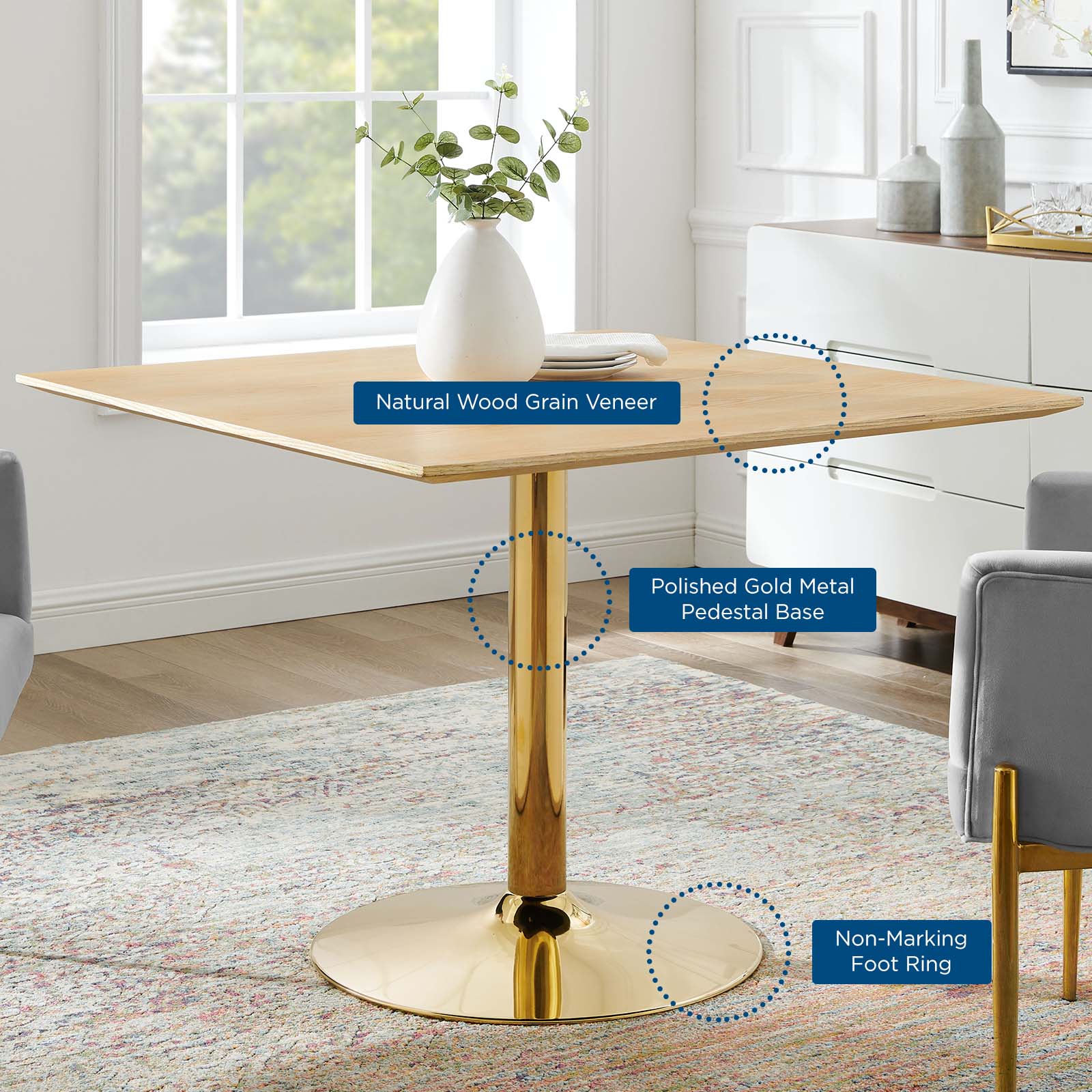 Modway Verne 40" Square Dining Table | Dining Tables | Modishstore-4