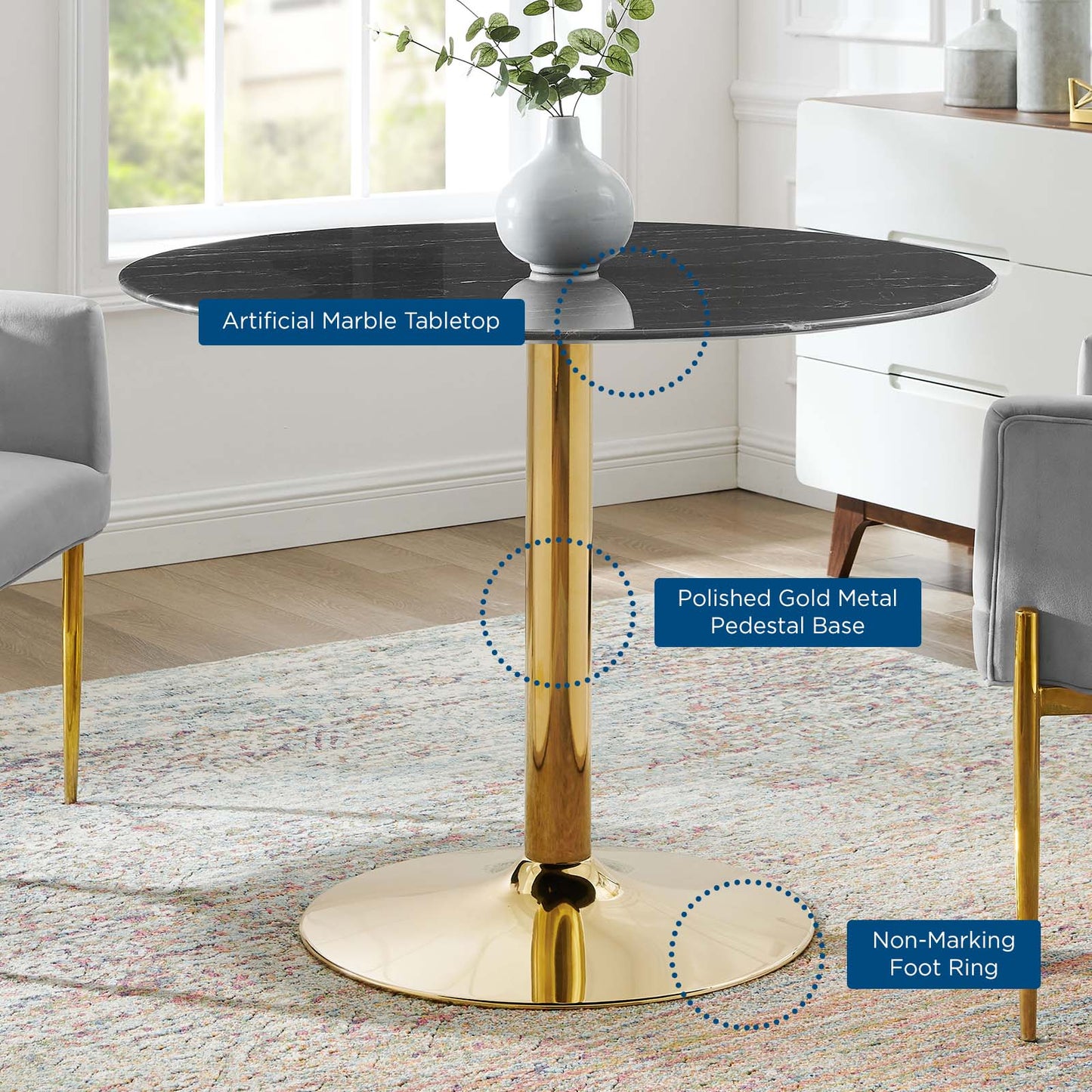 Modway Verne 40" Artificial Marble Dining Table | Dining Tables | Modishstore-4