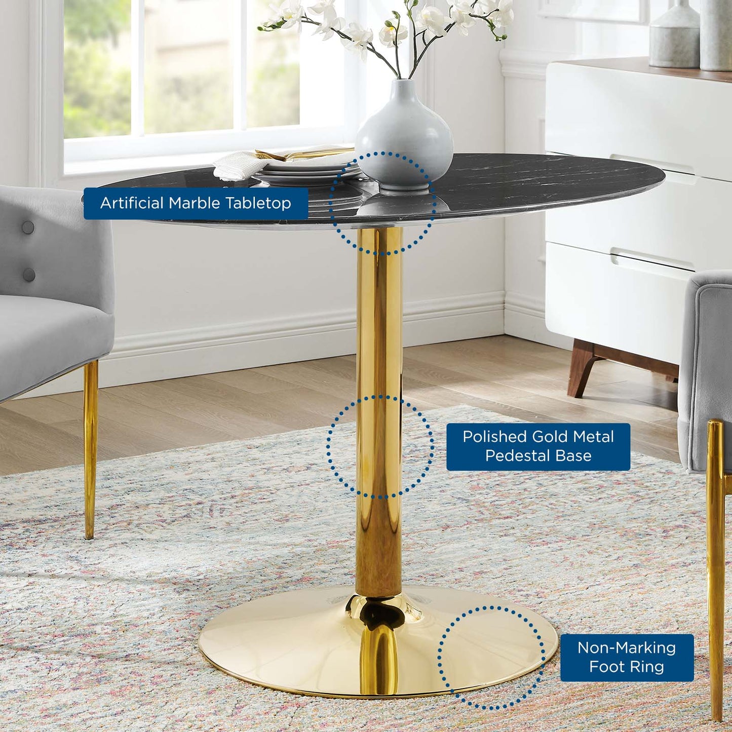 Modway Verne 42" Artificial Marble Dining Table | Dining Tables | Modishstore-4
