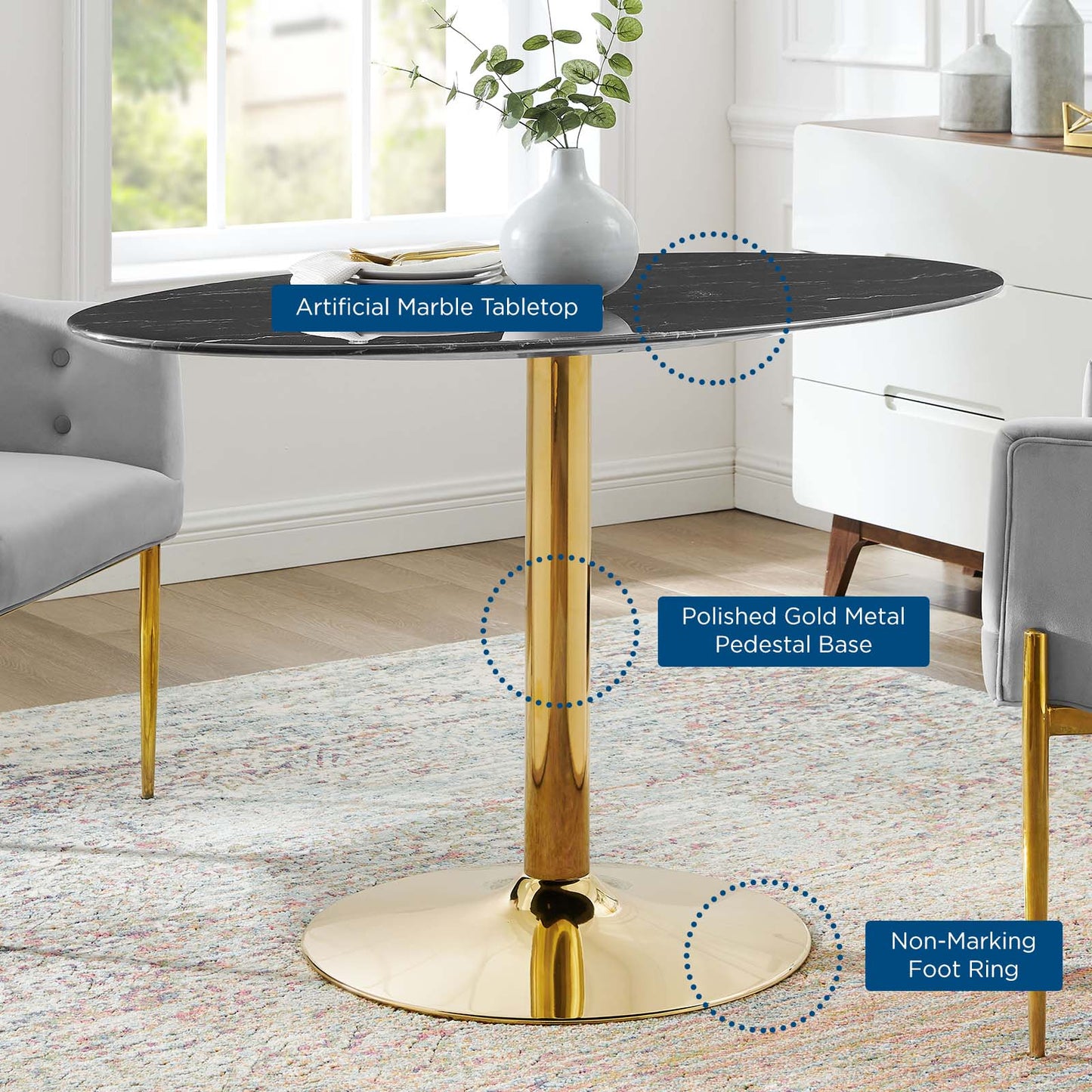 Modway Verne 48" Artificial Marble Dining Table | Dining Tables | Modishstore-4