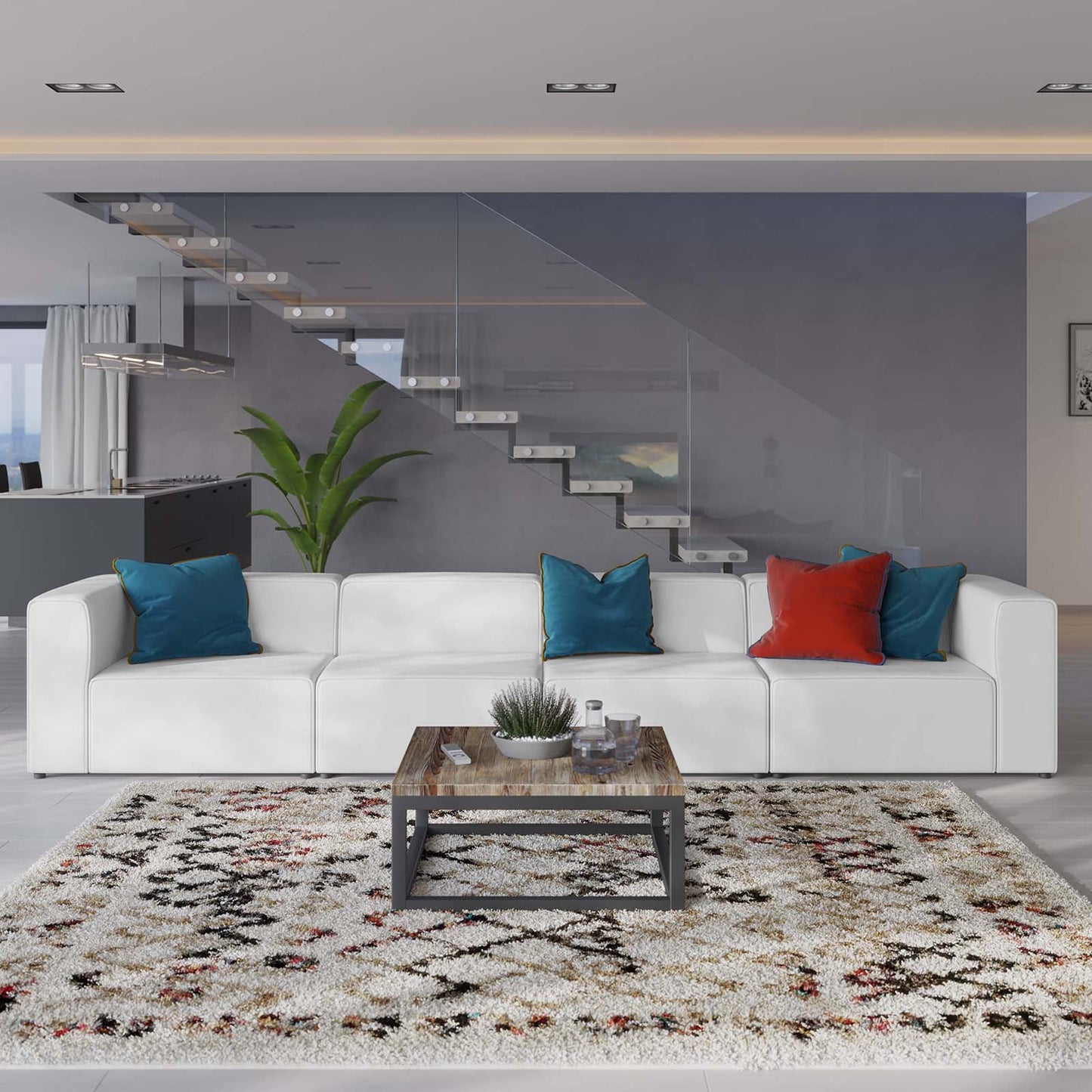 Modway Mingle Vegan Leather 4-Piece Sectional Sofa | Sofas | Modishstore