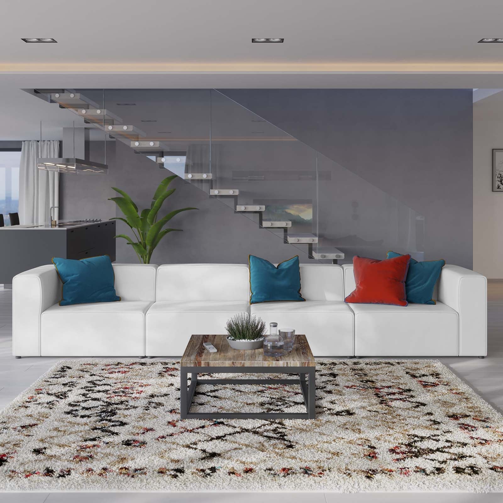 Modway Mingle Vegan Leather 4-Piece Sectional Sofa | Sofas | Modishstore