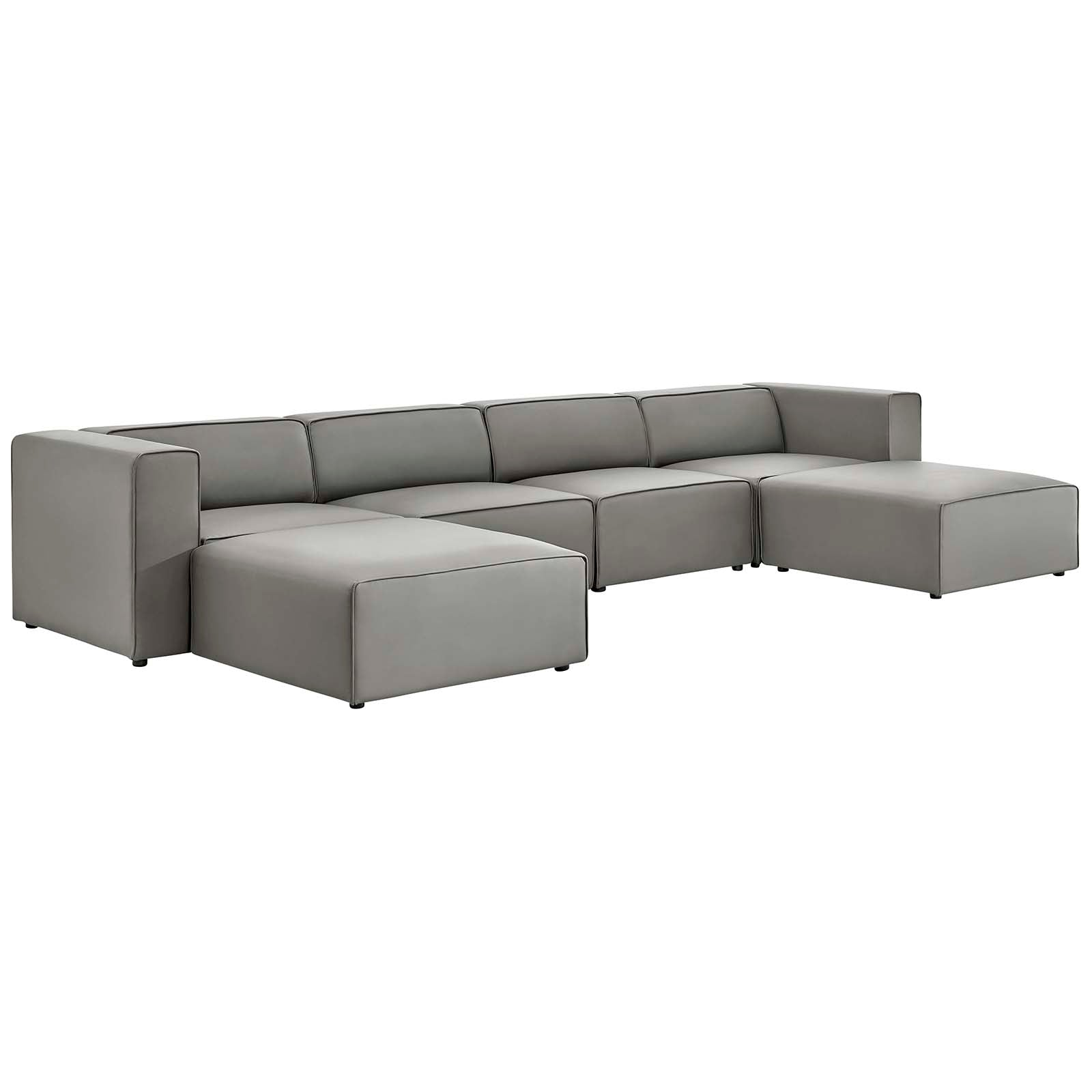 Modway Mingle Vegan Leather 4-Piece Sofa and 2 Ottomans Set | Sofas | Modishstore-6