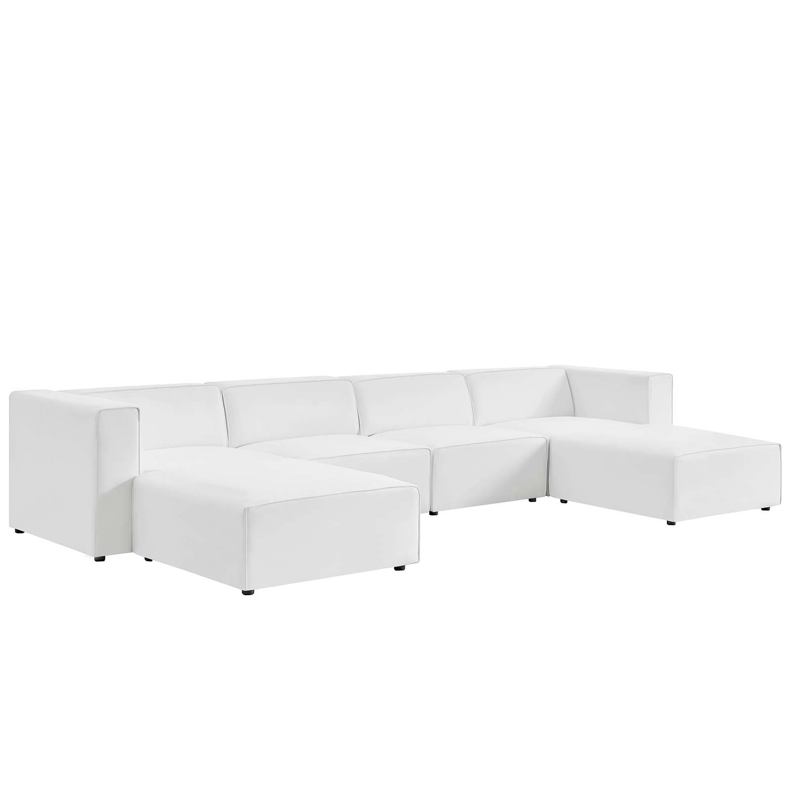 Modway Mingle Vegan Leather 4-Piece Sofa and 2 Ottomans Set | Sofas | Modishstore-2