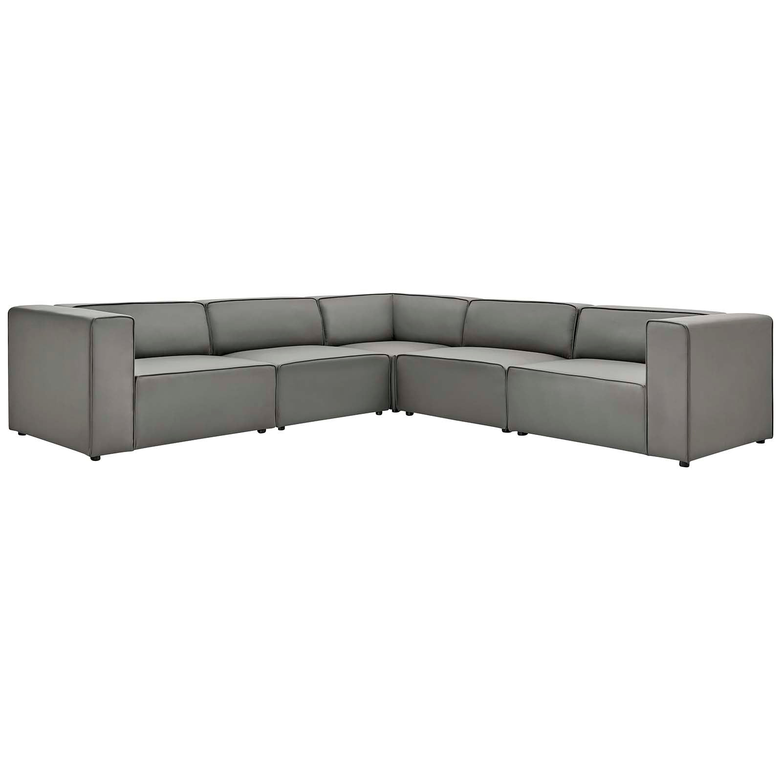 Modway Mingle Vegan Leather 5-Piece Sectional Sofa | Sofas | Modishstore-5