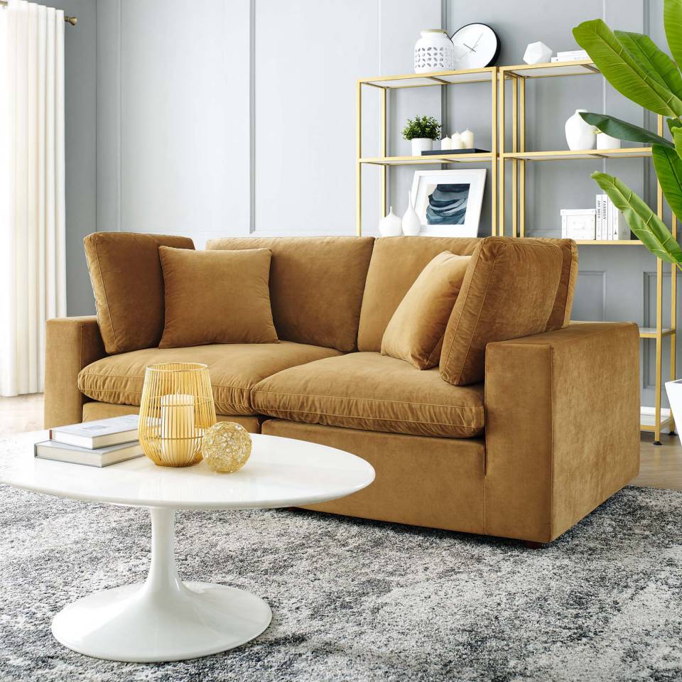 Modway Commix Down Filled Overstuffed Performance Velvet Loveseat | Loveseats