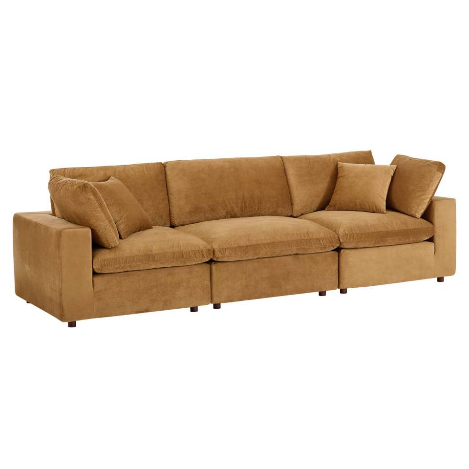 Modway Commix Down Filled Overstuffed Performance Velvet 3-Seater Sofa | Sofas | 