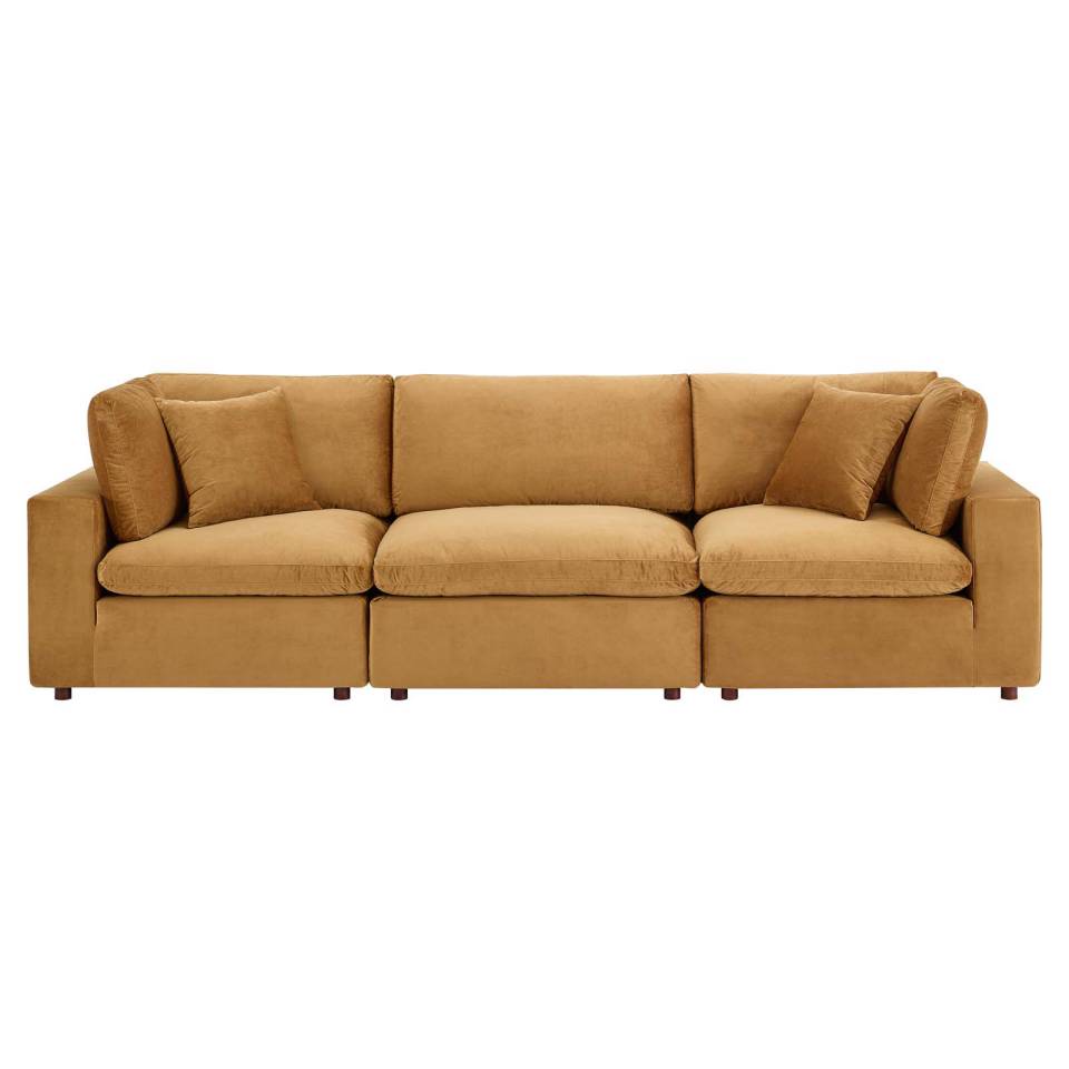 Modway Commix Down Filled Overstuffed Performance Velvet 3-Seater Sofa | Sofas | 