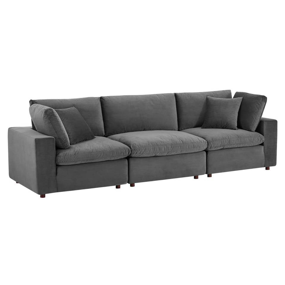 Modway Commix Down Filled Overstuffed Performance Velvet 3-Seater Sofa | Sofas | 