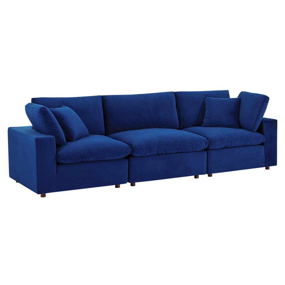 Modway Commix Down Filled Overstuffed Performance Velvet 3-Seater Sofa | Sofas | 