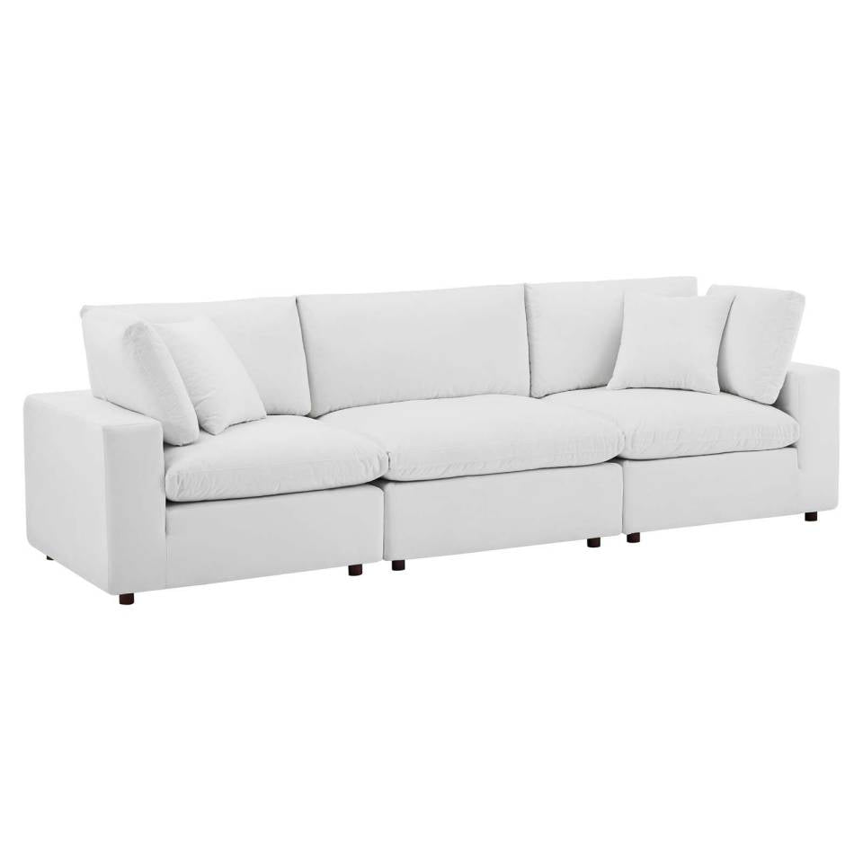 Modway Commix Down Filled Overstuffed Performance Velvet 3-Seater Sofa | Sofas | 