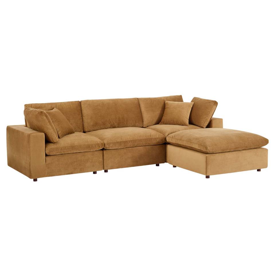 Modway Commix Down Filled Overstuffed Performance Velvet 4-Piece Sectional Sofa | Sofas | 