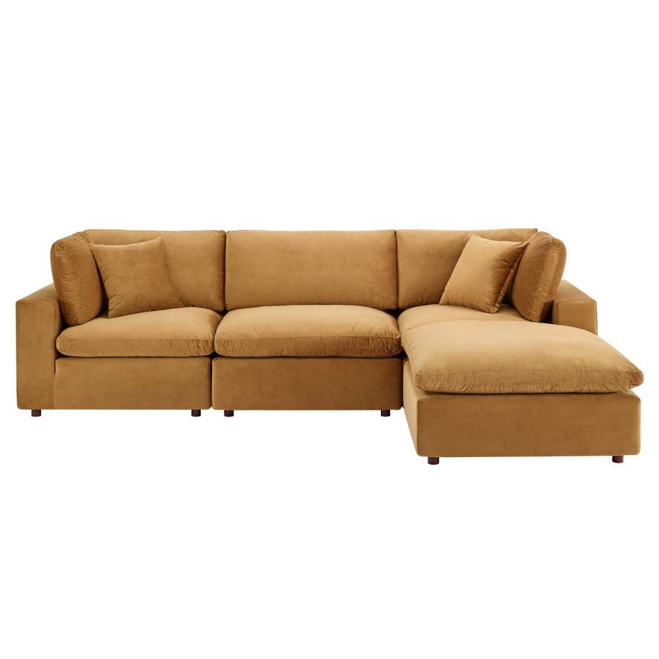 Modway Commix Down Filled Overstuffed Performance Velvet 4-Piece Sectional Sofa | Sofas | 