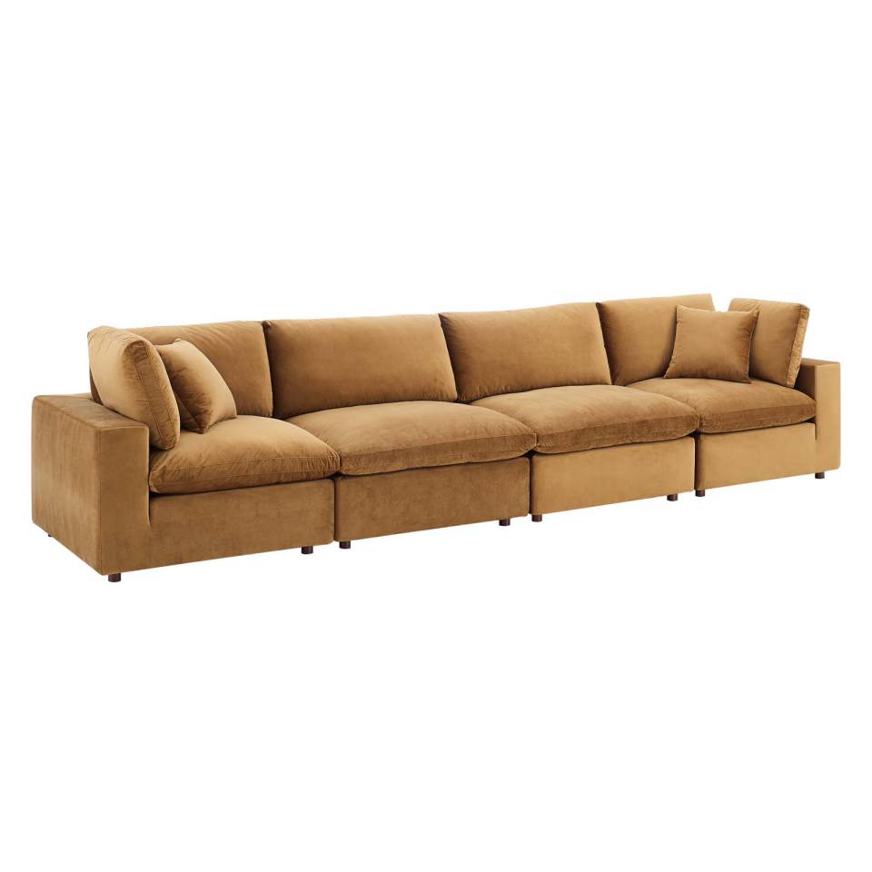 Modway Commix Down Filled Overstuffed Performance Velvet 4-Seater Sofa | Sofas | 