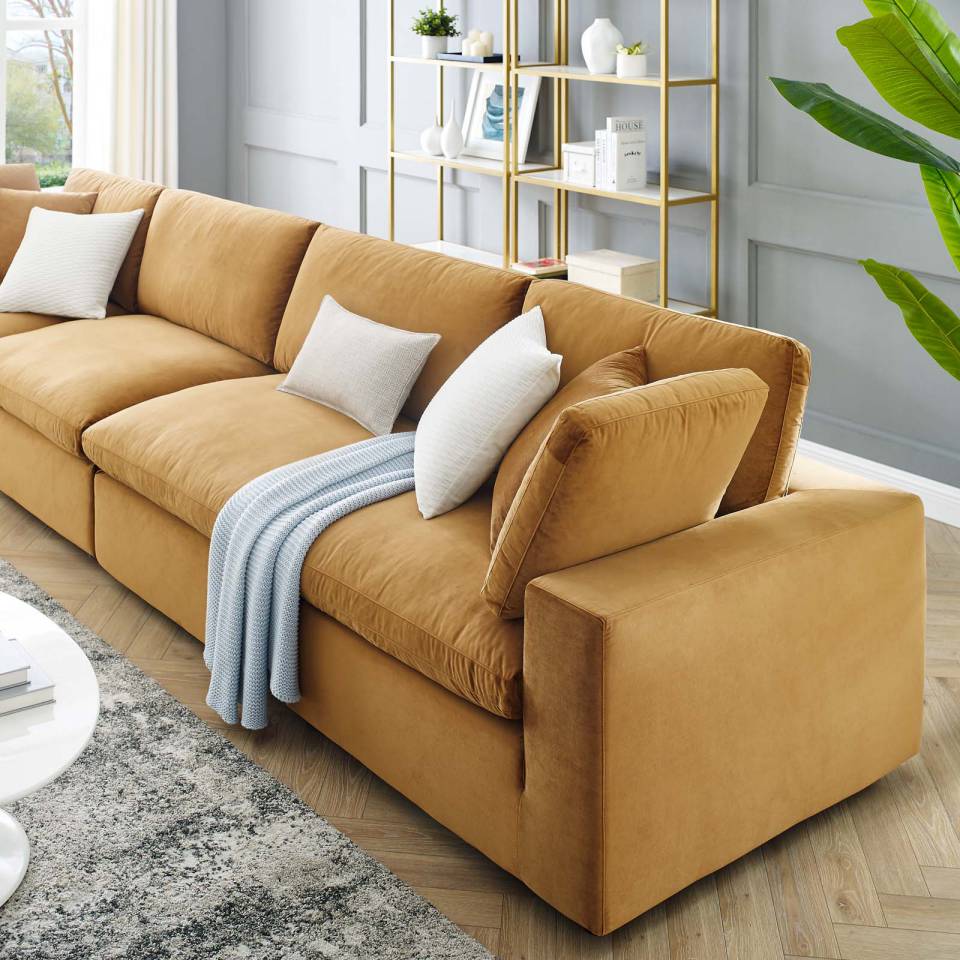 Modway Commix Down Filled Overstuffed Performance Velvet 4-Seater Sofa | Sofas | 
