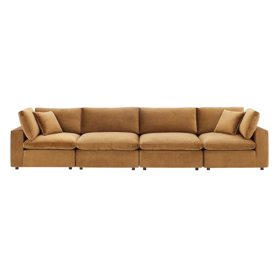 Modway Commix Down Filled Overstuffed Performance Velvet 4-Seater Sofa | Sofas | 