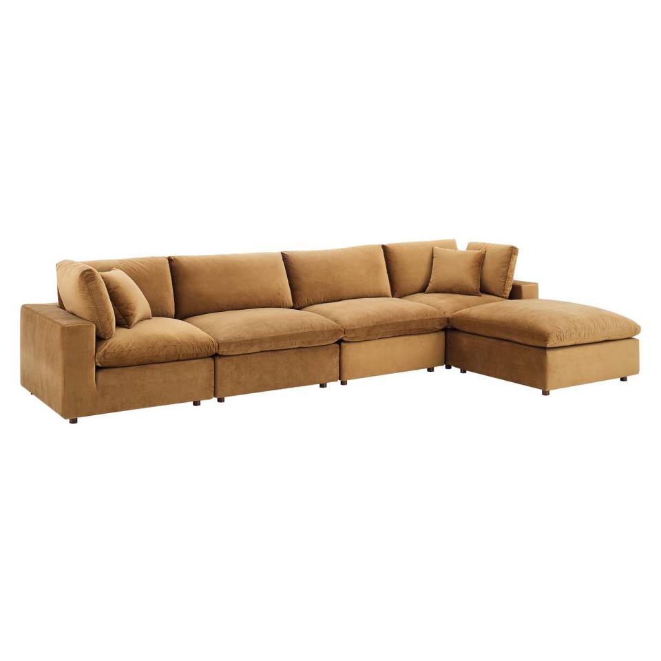Modway Commix Down Filled Overstuffed Performance Velvet 5-Piece Sectional Sofa | Sofas | 