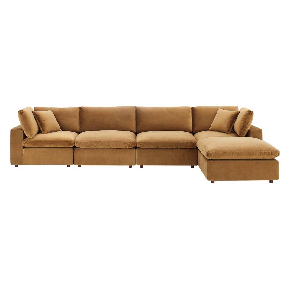 Modway Commix Down Filled Overstuffed Performance Velvet 5-Piece Sectional Sofa | Sofas | 
