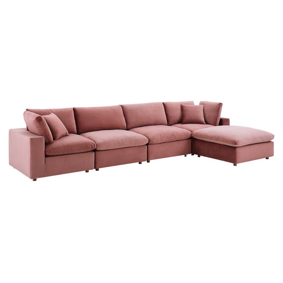 Modway Commix Down Filled Overstuffed Performance Velvet 5-Piece Sectional Sofa | Sofas | 