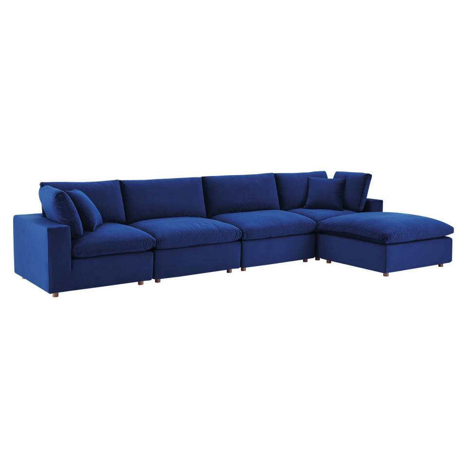 Modway Commix Down Filled Overstuffed Performance Velvet 5-Piece Sectional Sofa | Sofas | 