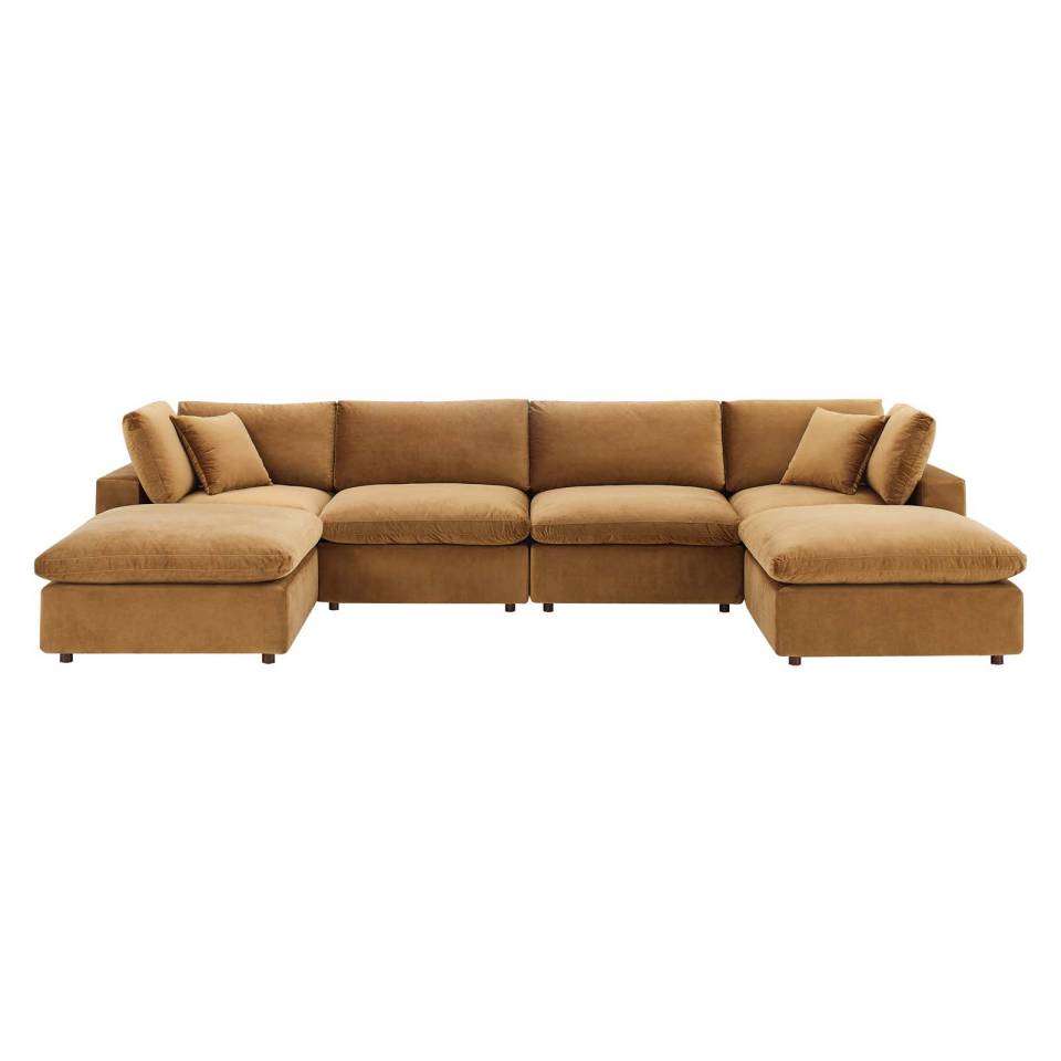 Modway Commix Down Filled Overstuffed Performance Velvet 6-Piece Sectional Sofa | Sofas | 