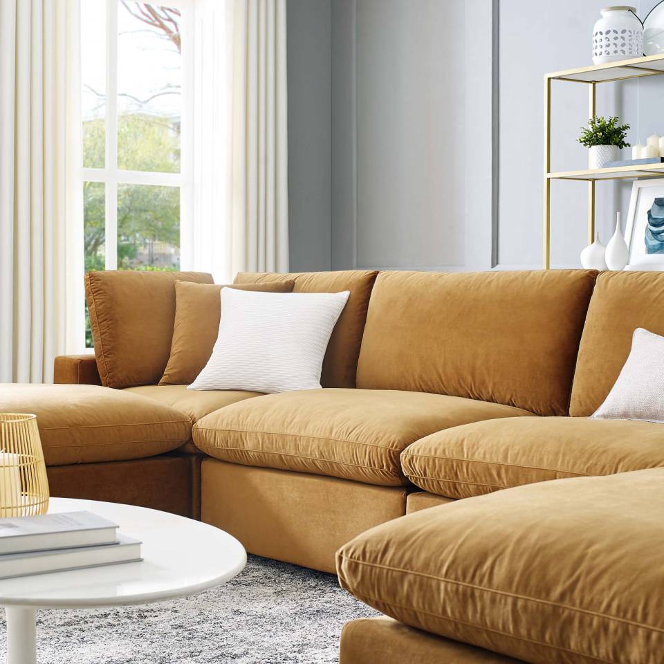 Modway Commix Down Filled Overstuffed Performance Velvet 6-Piece Sectional Sofa | Sofas | 