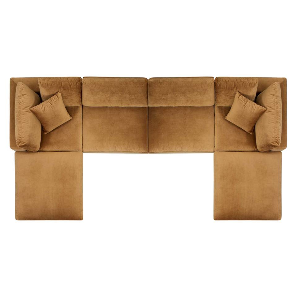 Modway Commix Down Filled Overstuffed Performance Velvet 6-Piece Sectional Sofa | Sofas | 