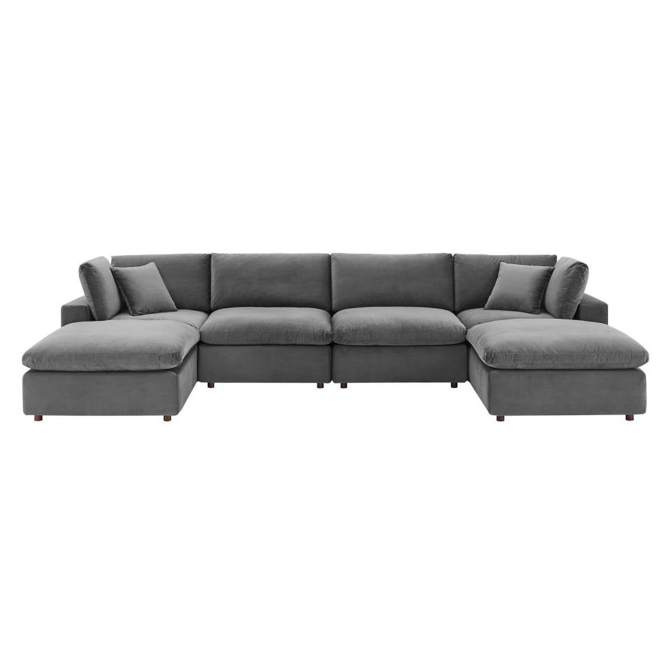 Modway Commix Down Filled Overstuffed Performance Velvet 6-Piece Sectional Sofa | Sofas | 
