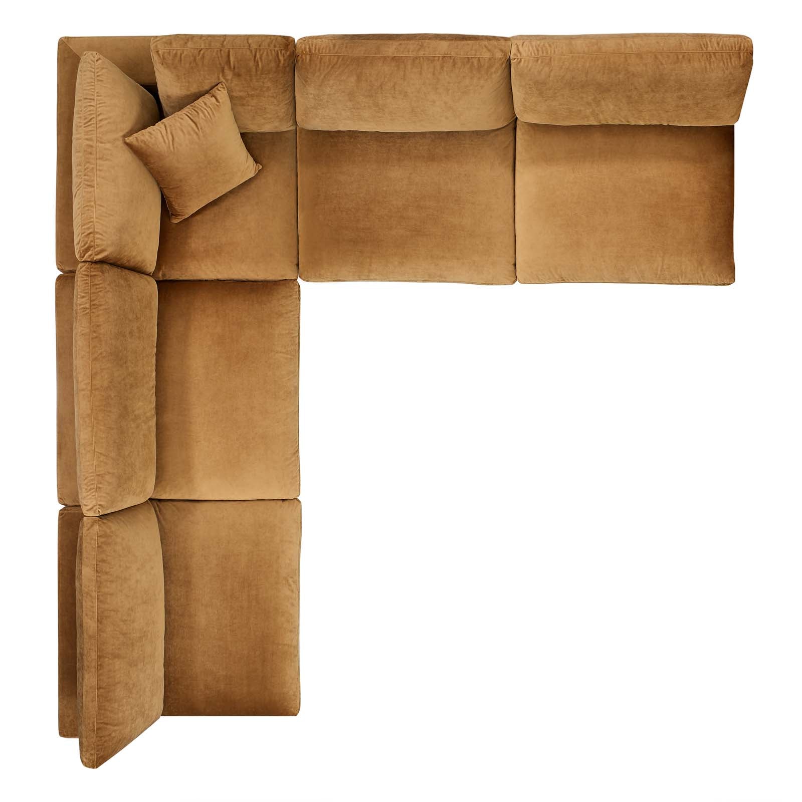 Modway Commix Down Filled Overstuffed Performance Velvet 5-Piece Sectional Sofa | Sofas | 
