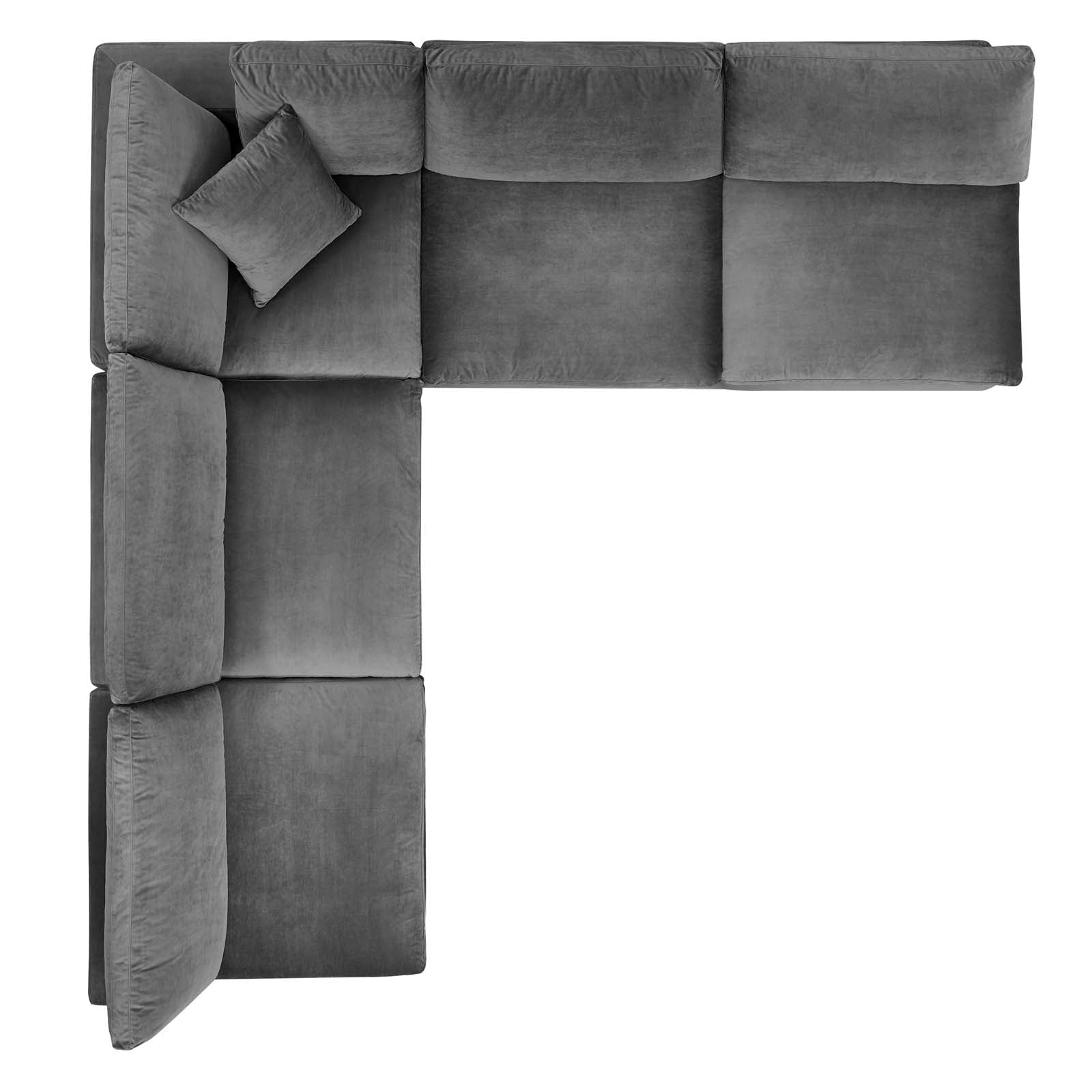 Modway Commix Down Filled Overstuffed Performance Velvet 5-Piece Sectional Sofa | Sofas | 