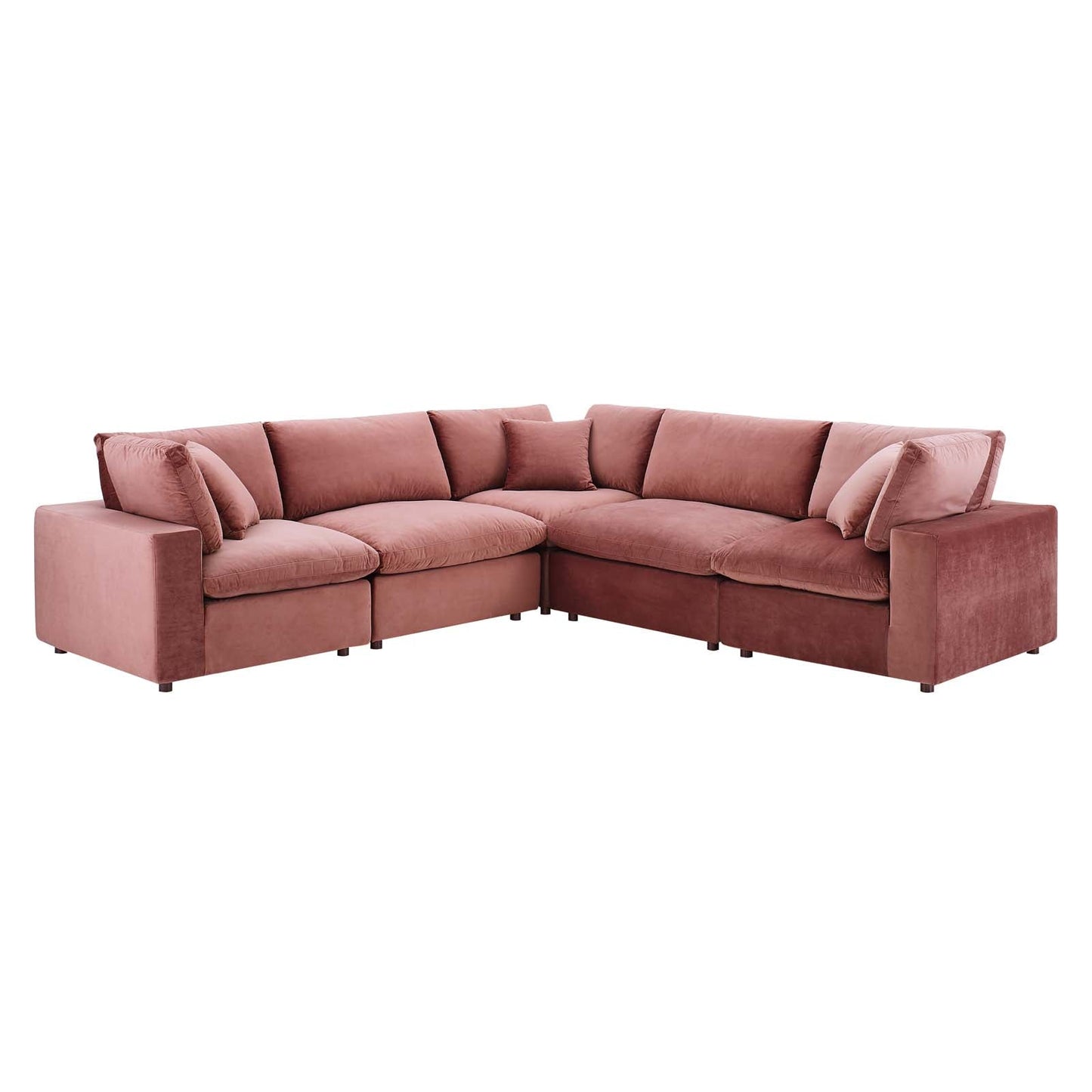 Modway Commix Down Filled Overstuffed Performance Velvet 5-Piece Sectional Sofa | Sofas | 