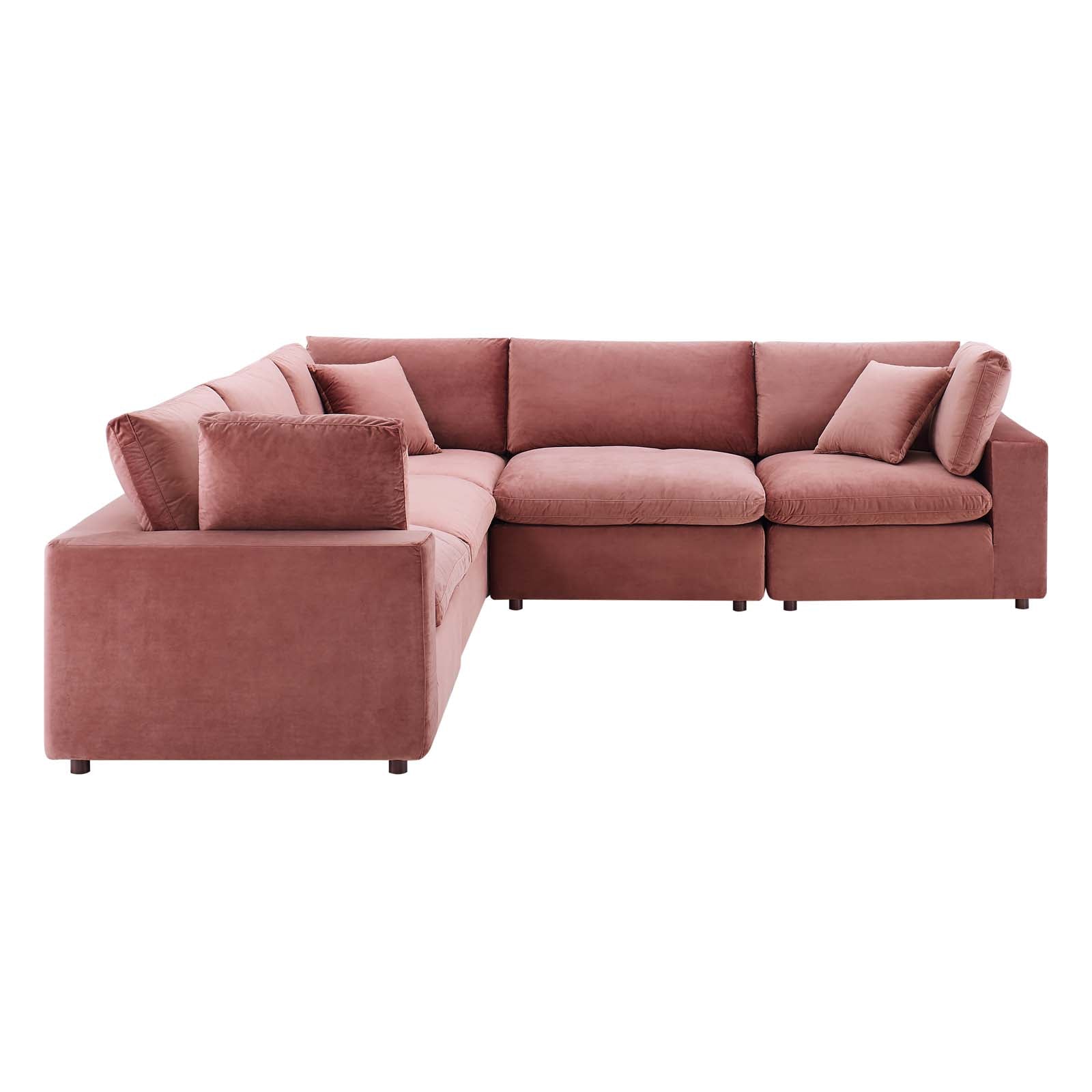 Modway Commix Down Filled Overstuffed Performance Velvet 5-Piece Sectional Sofa | Sofas | 