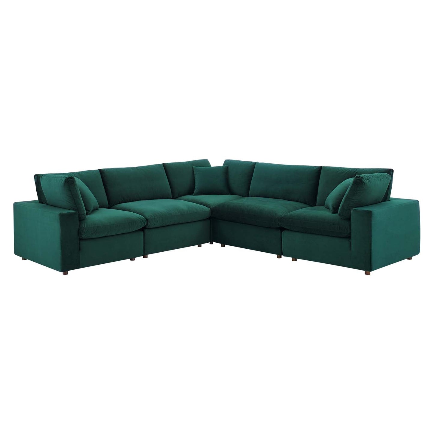 Modway Commix Down Filled Overstuffed Performance Velvet 5-Piece Sectional Sofa | Sofas | 