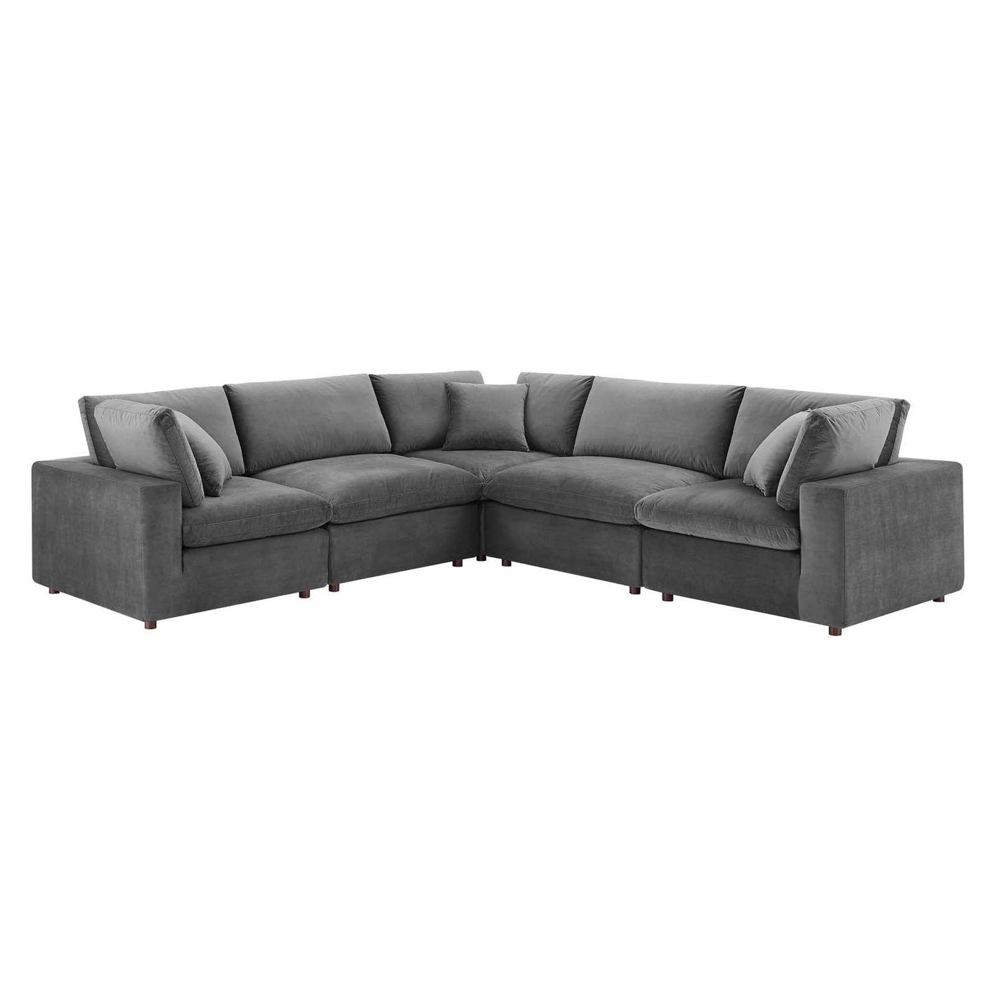 Modway Commix Down Filled Overstuffed Performance Velvet 5-Piece Sectional Sofa | Sofas | 
