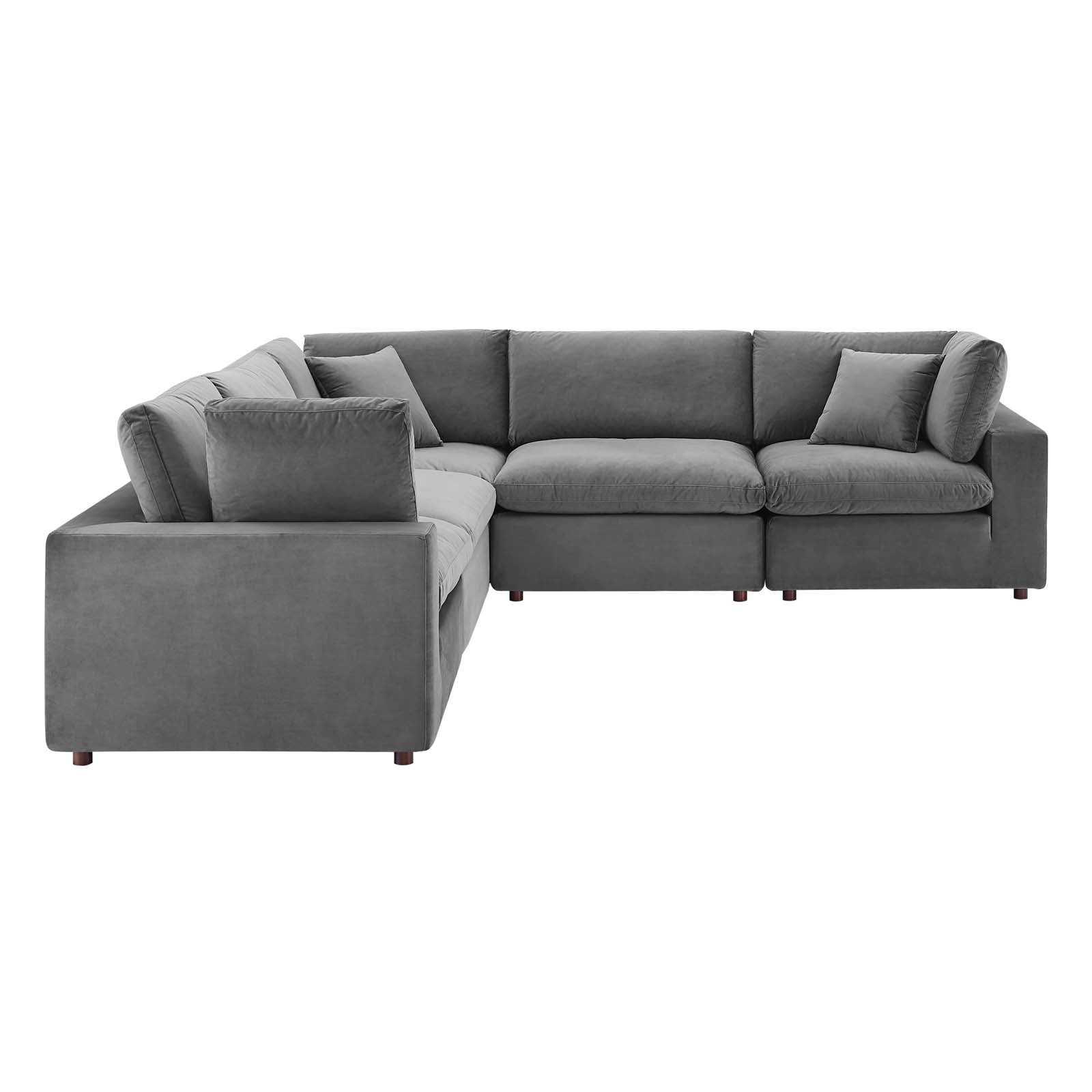 Modway Commix Down Filled Overstuffed Performance Velvet 5-Piece Sectional Sofa | Sofas | 